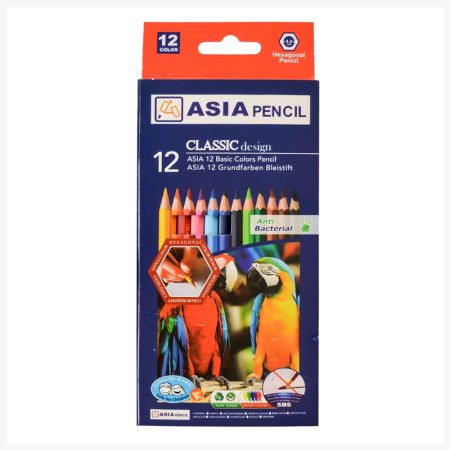 مداد رنگی 12 رنگ جعبه مقوایی آسیا Asia