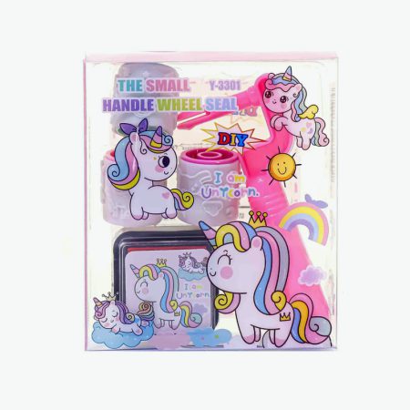 Roller model stamp with unicorn design, set of 4 pieces